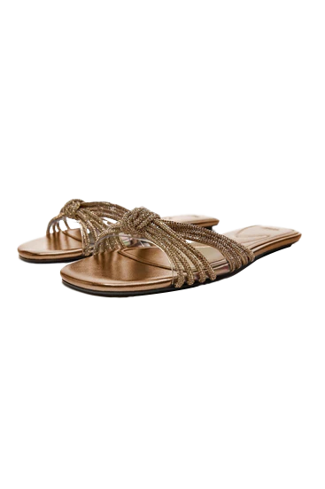 FLAT SANDALS WITH RHINESTONES