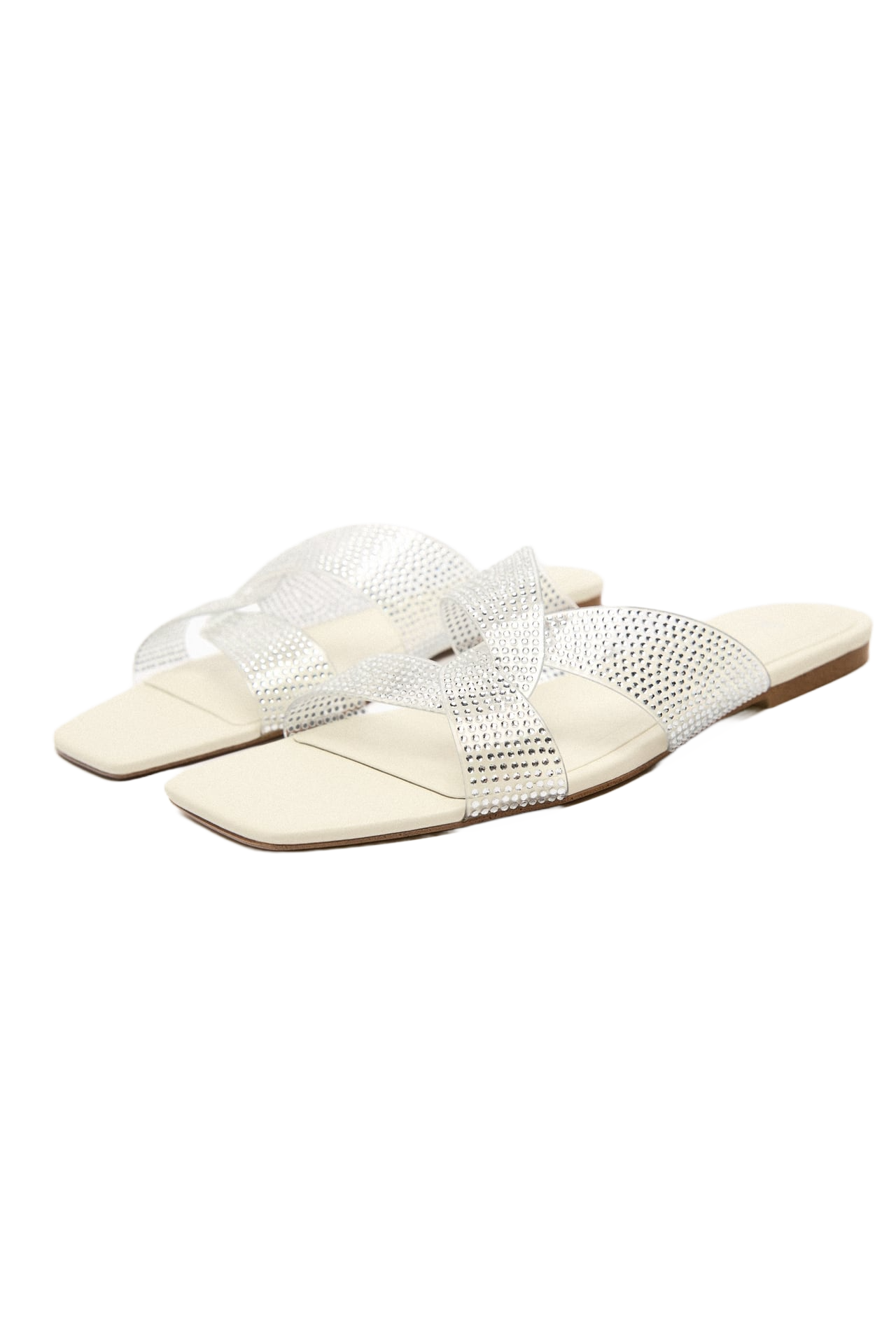 FLAT VINYL SANDALS WITH RHINESTONES