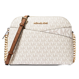 Jet Set Travel Medium Logo Dome Crossbody Bag Brown Strap