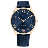 Tommy Hilfiger Navy Leather Slim Men's Watch