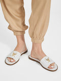 faux leather beach slides