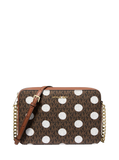 MK Jet Set Large Polka Dot Signature Logo Crossbody Bag - brown