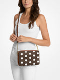 MK Jet Set Large Polka Dot Signature Logo Crossbody Bag - brown