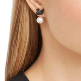 Swarovski iconic swan earrings with detachable pearl